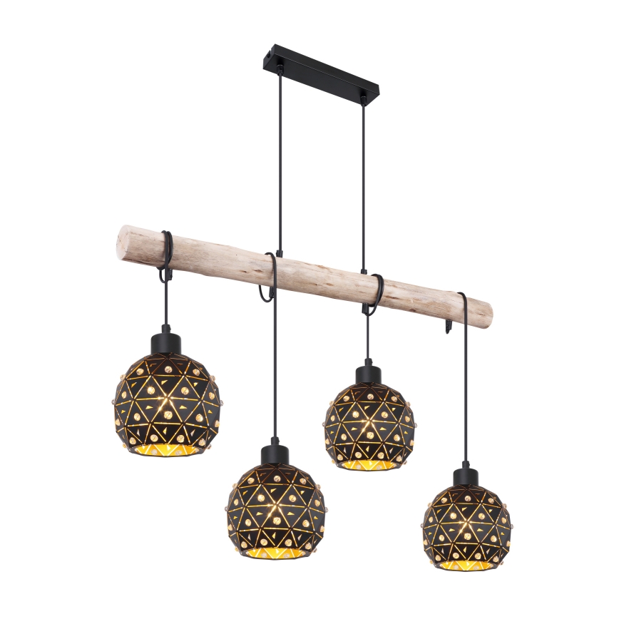 Globo 54029-4H - Lampadario sospeso con cavo JODIE 4xE27/40W/230V beige/nero