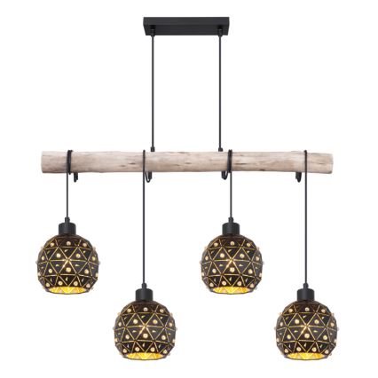Globo 54029-4H - Lampadario sospeso con cavo JODIE 4xE27/40W/230V beige/nero
