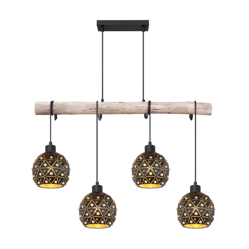 Globo 54029-4H - Lampadario sospeso con cavo JODIE 4xE27/40W/230V beige/nero