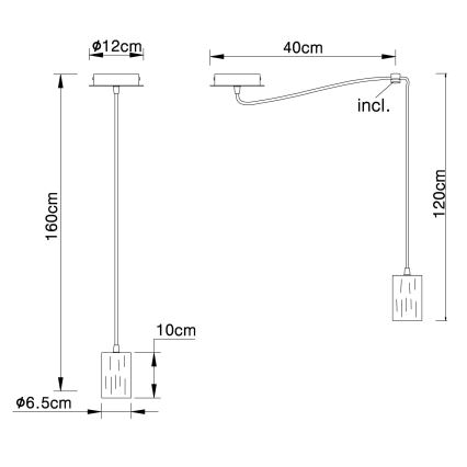 Globo - Lampadario su filo 1xE27/60W/230V