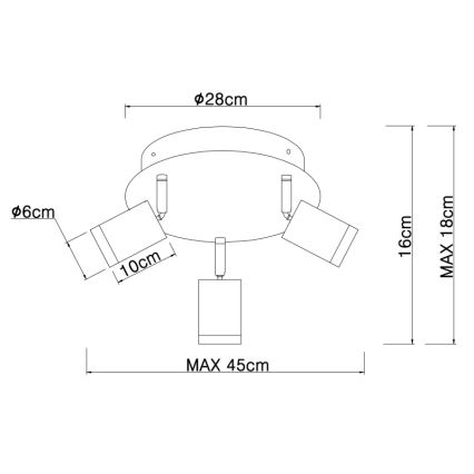 Globo - Luce Spot 3xE27/60W/230V legno nero