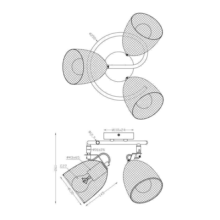 Globo - Faretto 3xE27/60W/230V
