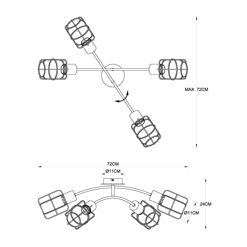 Globo - Lampadario a plafone 4xE27/40W/230V