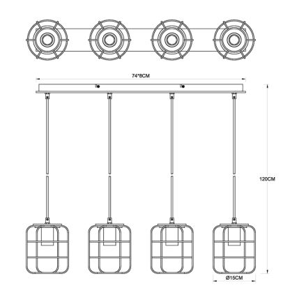 Globo - Lampadario a sospensione con cavo 4xE27/40W/230V
