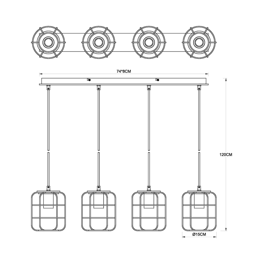 Globo - Lampadario a sospensione con cavo 4xE27/40W/230V