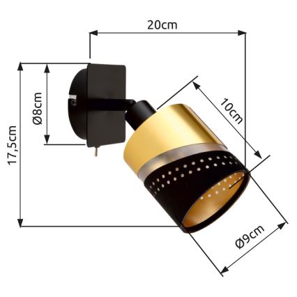 Globo - Faretto da parete 1xE14/25W/230V nero/oro