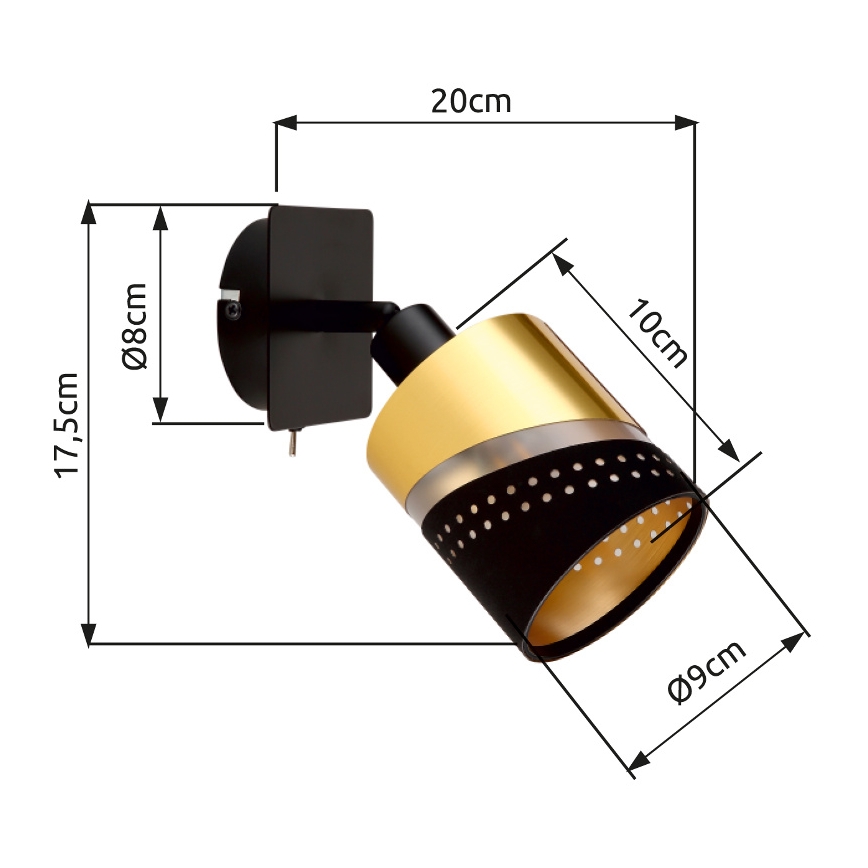 Globo - Faretto da parete 1xE14/25W/230V nero/oro