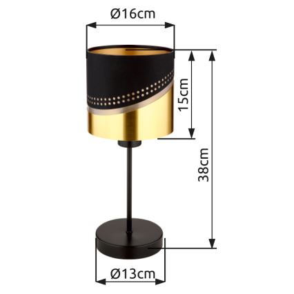 Globo - Lampada da tavolo 1xE27/40W/230V diametro 16 cm nero/oro