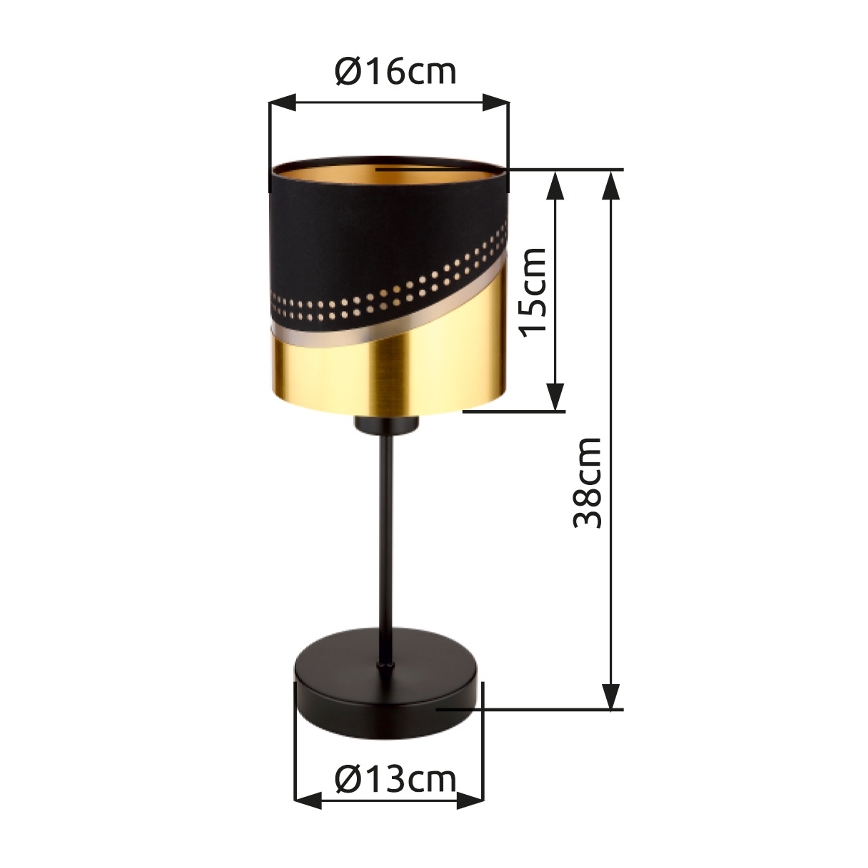 Globo - Lampada da tavolo 1xE27/40W/230V diametro 16 cm nero/oro