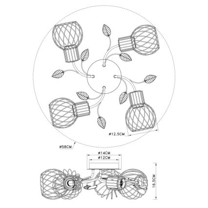 Globo -  Lampadario da parete 4xE27/40W/230V