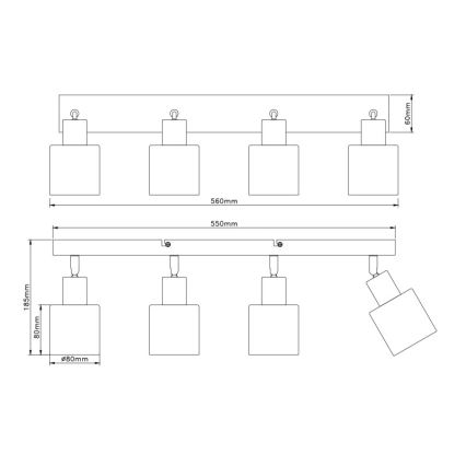 Globo - Plafoniera con 4 faretti E14/25W/230V