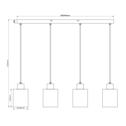 Globo - Lampadario su cavo 4xE27/40W/230V