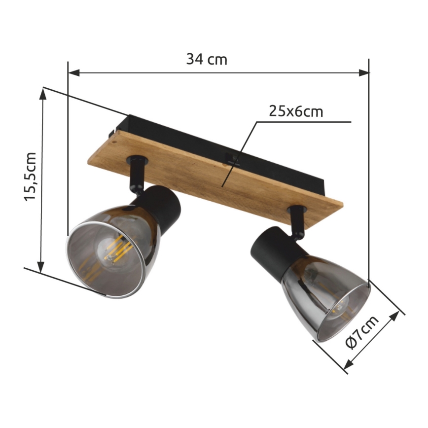 Globo - Faretto da parete 2xE14/40W/230V nero/legno
