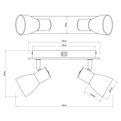 Globo - Faretto da parete 2xE14/40W/230V nero/legno