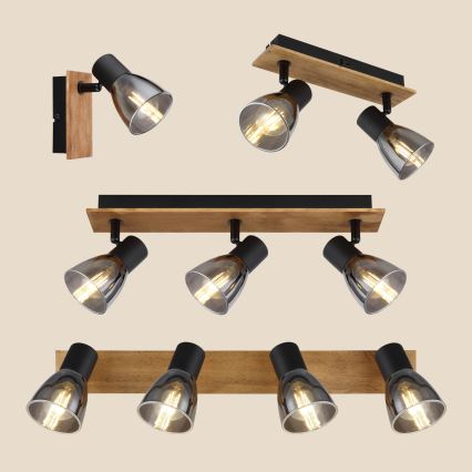 Globo - Faretto da parete 2xE14/40W/230V nero/legno