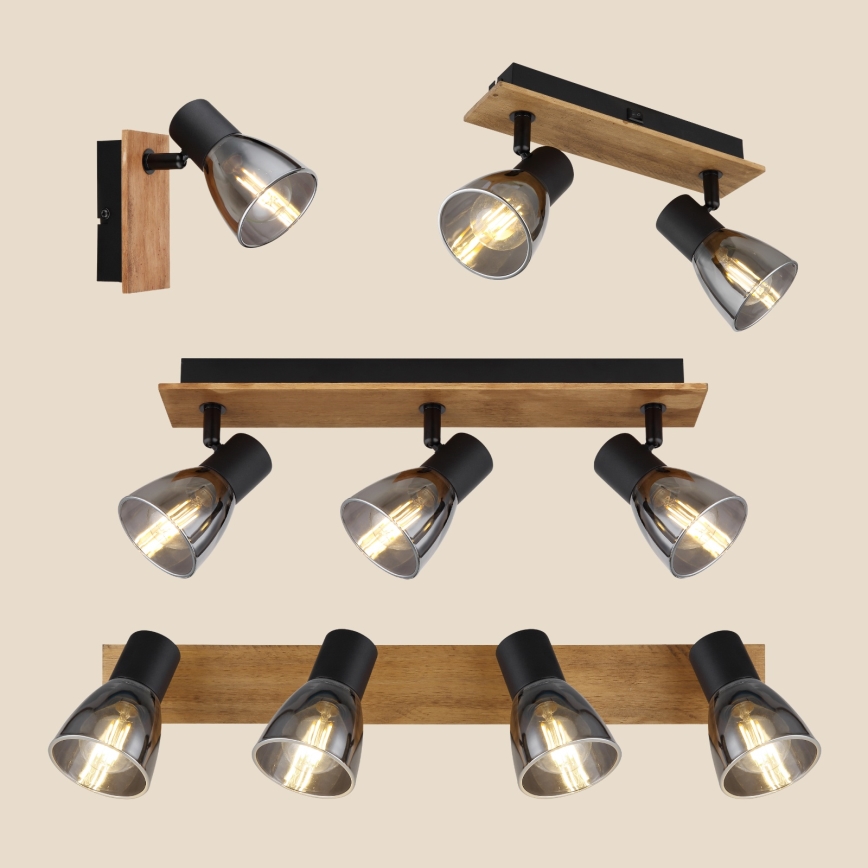 Globo - Faretto da parete 2xE14/40W/230V nero/legno