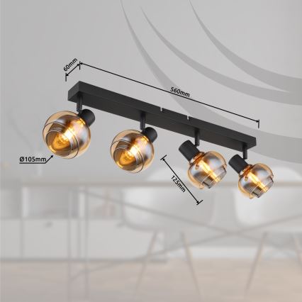 Globo - Lampada a spot 4xE14/40W/230V nera