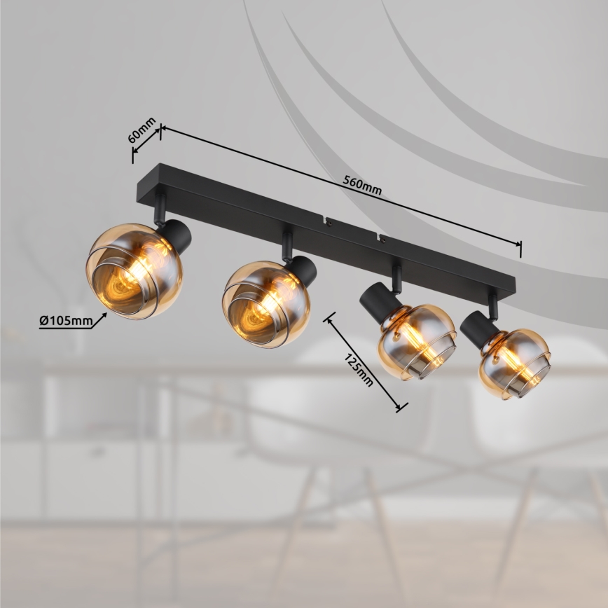 Globo - Lampada a spot 4xE14/40W/230V nera