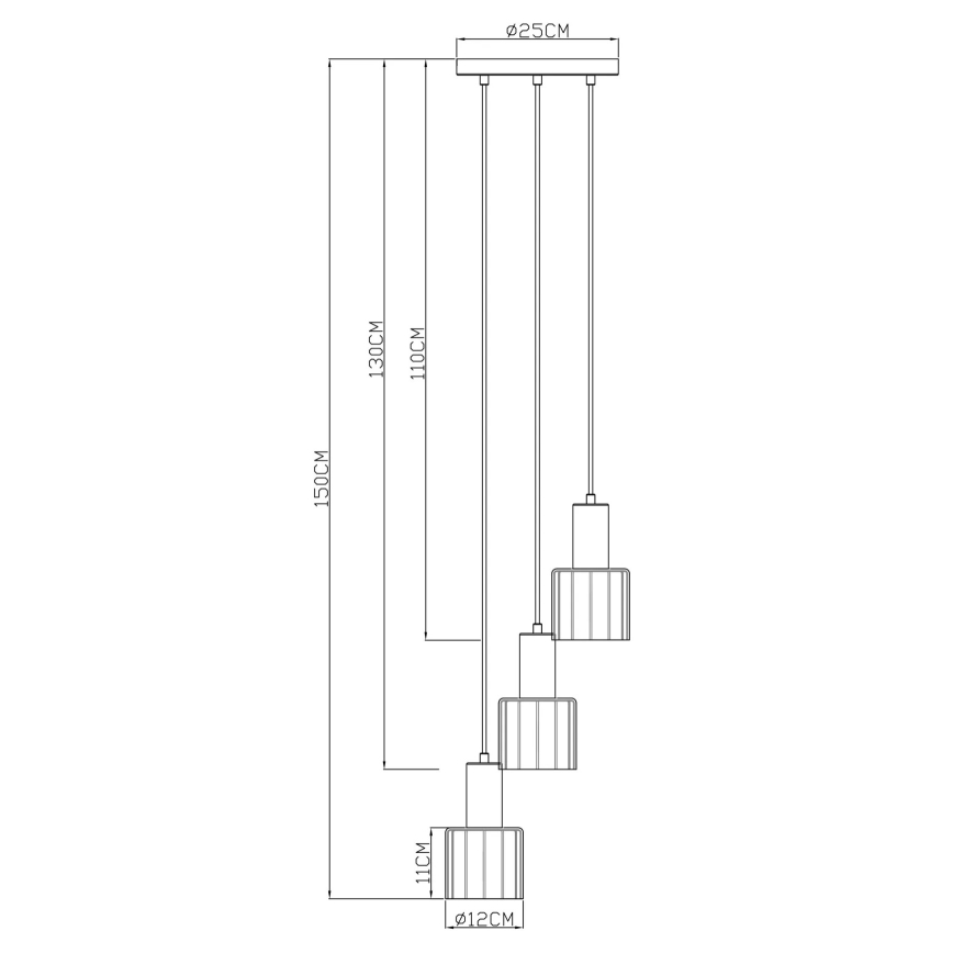 Globo - Lampadario a sospensione con cavo 3xE27/40W/230V