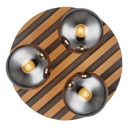Globo - Plafoniera da soffitto 3xE27/40W/230V Ø 39 cm marrone/fumé
