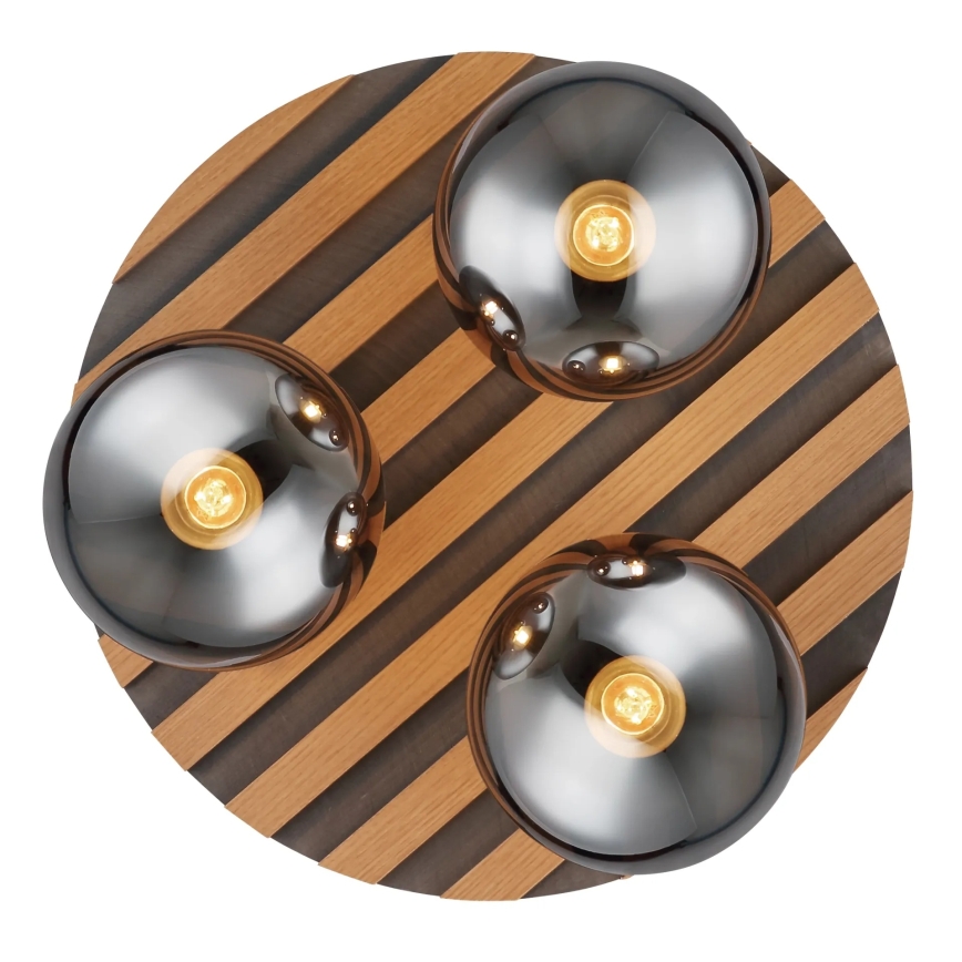 Globo - Plafoniera da soffitto 3xE27/40W/230V Ø 39 cm marrone/fumé