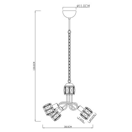 Globo - LED Lampadario a sospensione con catena 3xE14/40W/230V + LED/5W