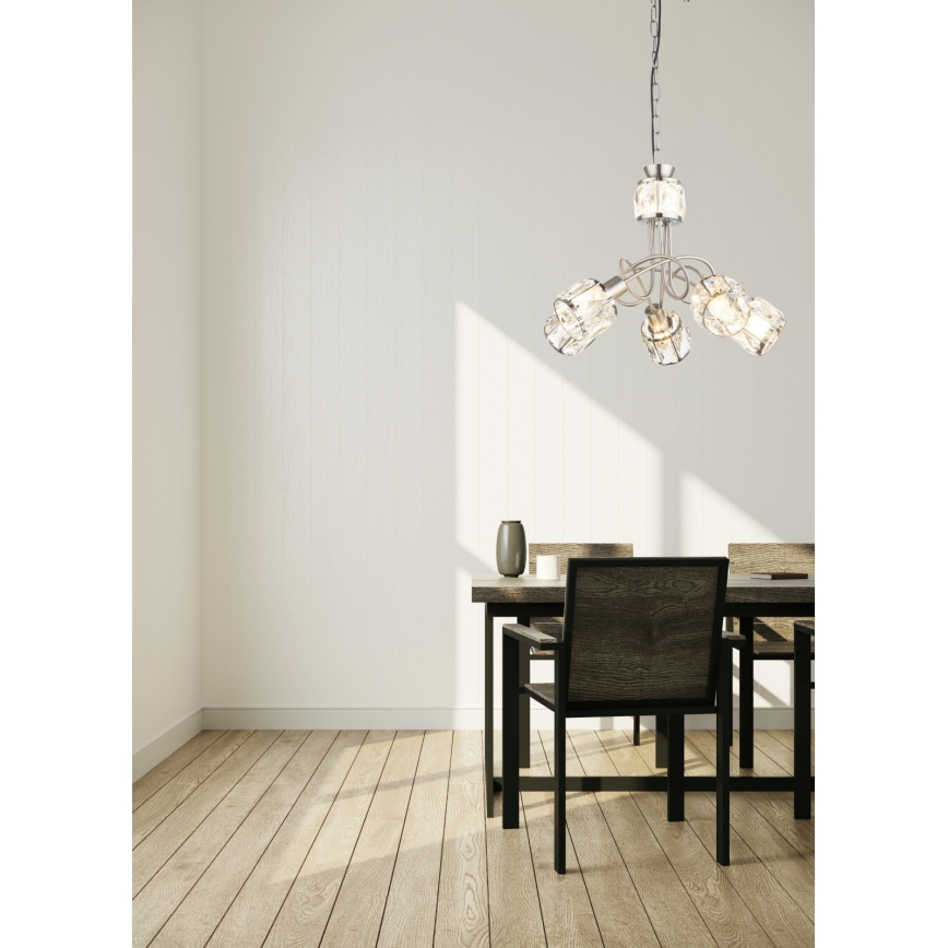 Globo - LED Lampadario a sospensione con catena 5xE14/40W/230V + LED/5W