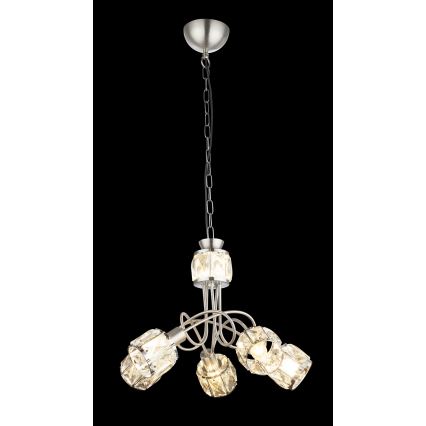 Globo - LED Lampadario a sospensione con catena 5xE14/40W/230V + LED/5W