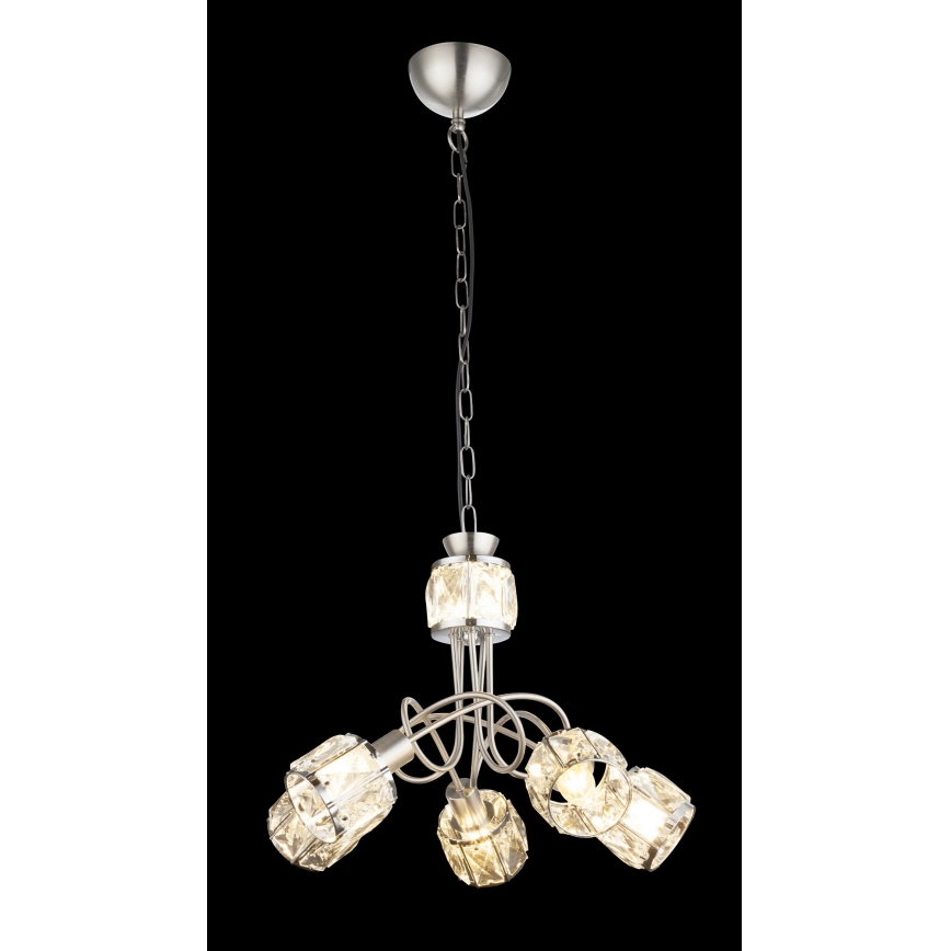Globo - LED Lampadario a sospensione con catena 5xE14/40W/230V + LED/5W