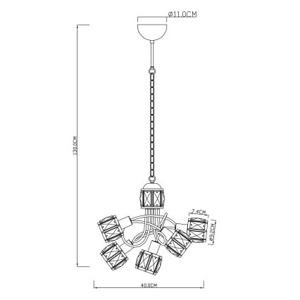 Globo - LED Lampadario a sospensione con catena 5xE14/40W/230V + LED/5W