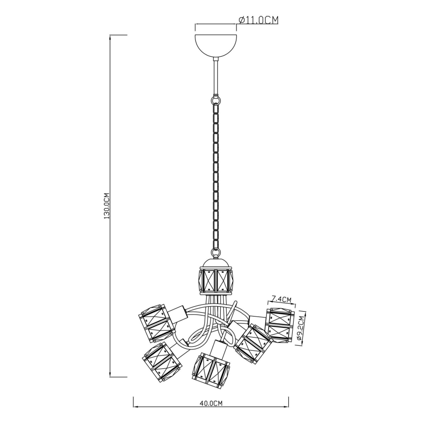 Globo - LED Lampadario a sospensione con catena 5xE14/40W/230V + LED/5W