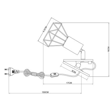 Globo - Applique con clip 1xE14/40W/230V nero