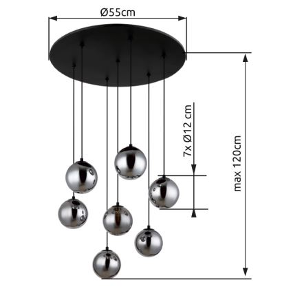 Globo - Lampadario LED a sospensione con filo 7xG9/3,5W/230V fumé/nero