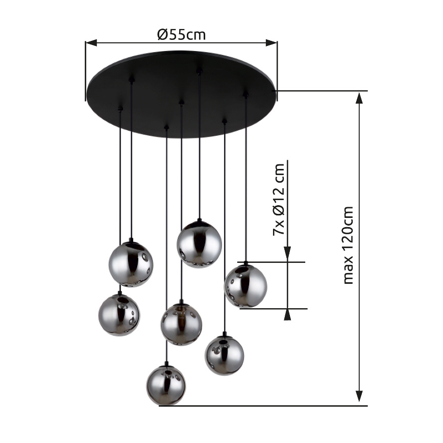 Globo - Lampadario LED a sospensione con filo 7xG9/3,5W/230V fumé/nero