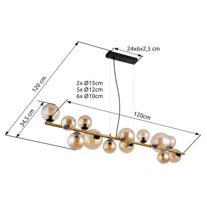 Globo - Lampadario LED a sospensione con filo 13xG9/3,5W/230V fumé/marrone