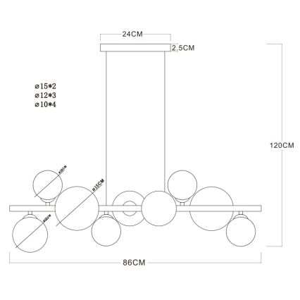 Globo - Lampadario LED a sospensione con filo 9xG9/3W/230V ottone