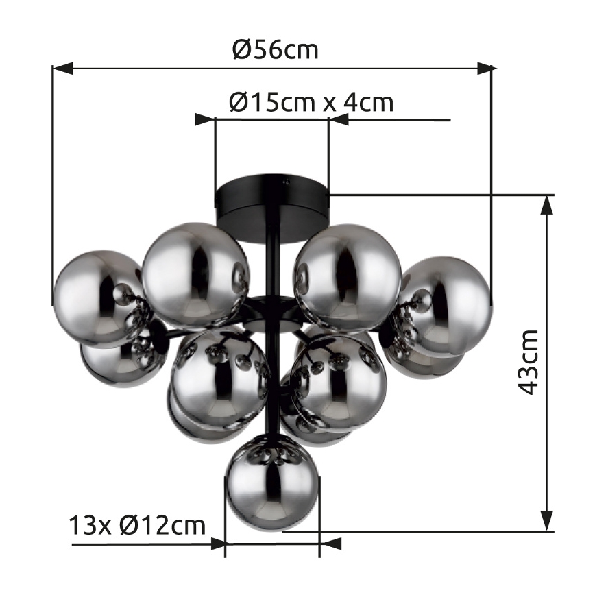 Globo - Lampadario a plafone 13xG9/5W/230V diametro 56 cm nero