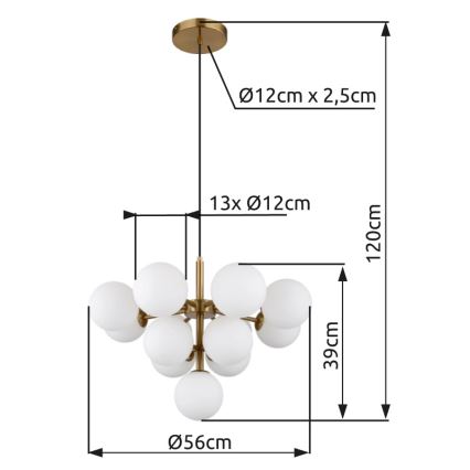Globo - Lampadario a sospensione con filo 13xG9/5W/230V diametro 56 cm oro