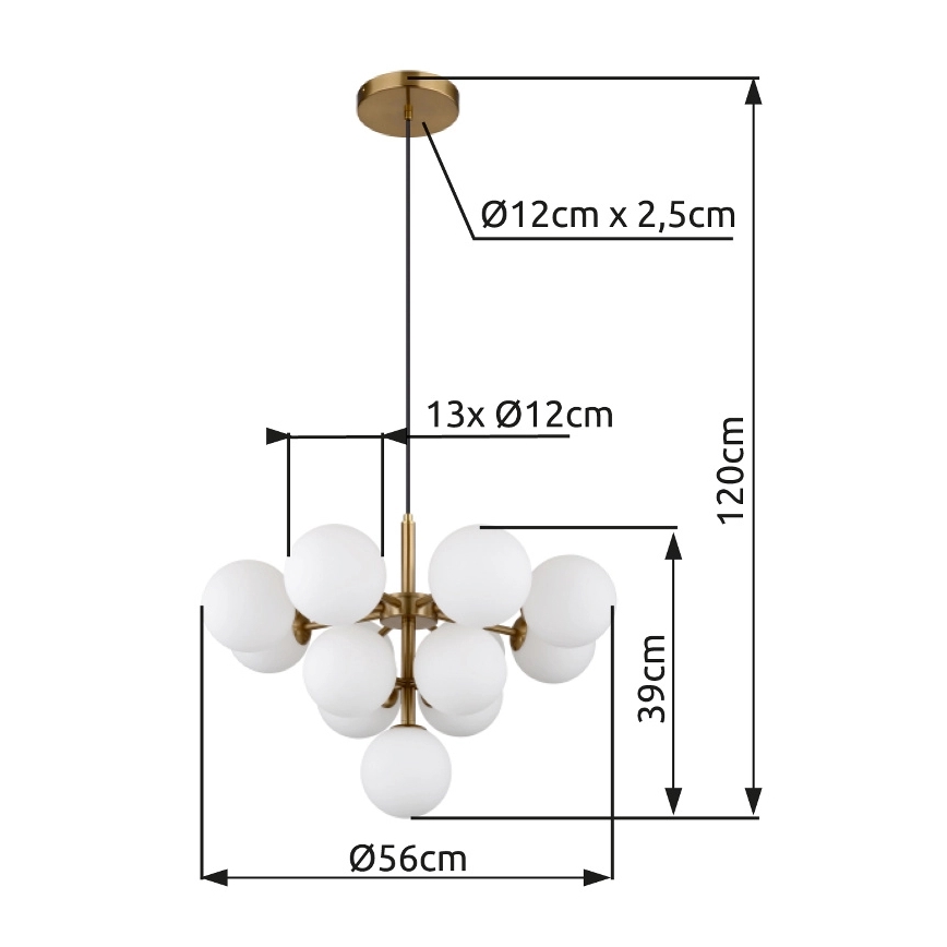 Globo - Lampadario a sospensione con filo 13xG9/5W/230V diametro 56 cm oro