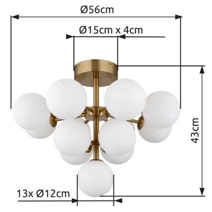 Globo - Lampadario a plafone 13xG9/5W/230V diametro 56 cm oro