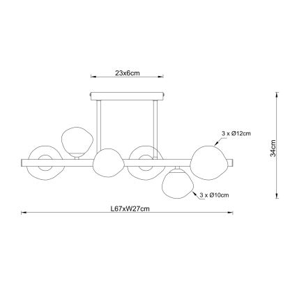 Globo - Plafoniera 6xG9/5W/230V 27x67 cm