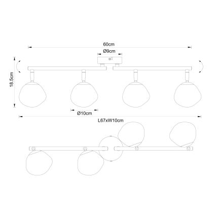 Globo - Faretto da soffitto 4xG9/5W/230V