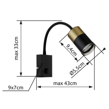 Globo - Faretto da parete 1xGU10/25W/230V nero/oro