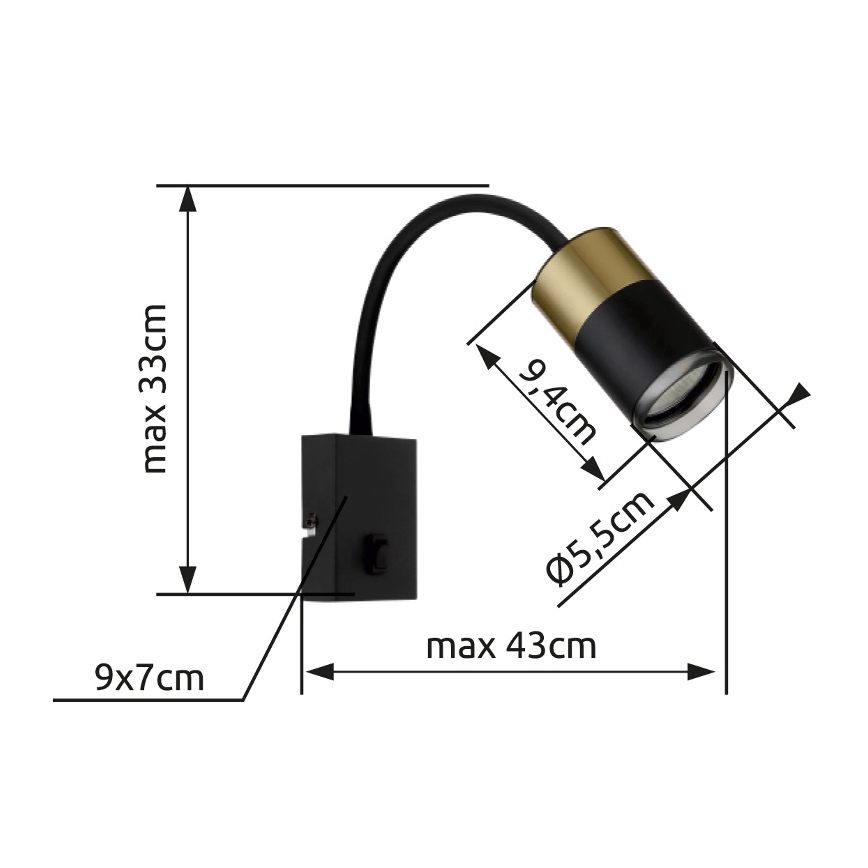 Globo - Faretto da parete 1xGU10/25W/230V nero/oro