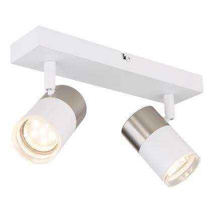 Globo - Faretto 2xGU10/25W/230V bianco/cromo opaco