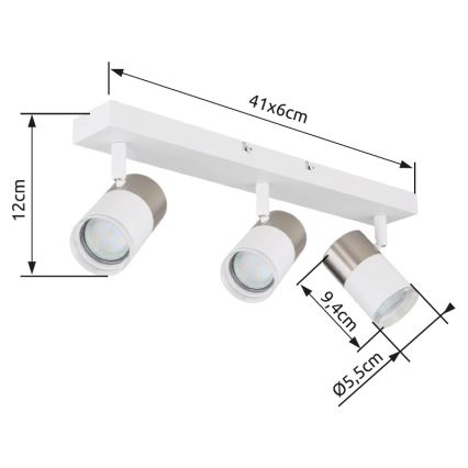 Globo - Faretto 3xGU10/25W/230V bianco/cromo opaco