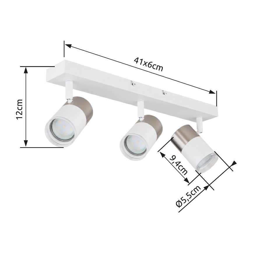 Globo - Faretto 3xGU10/25W/230V bianco/cromo opaco