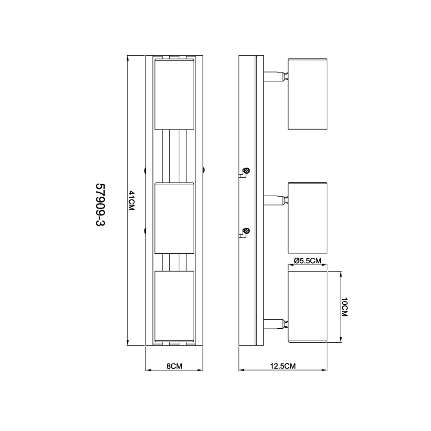 Globo - Faretto 3xGU10/25W/230V nero