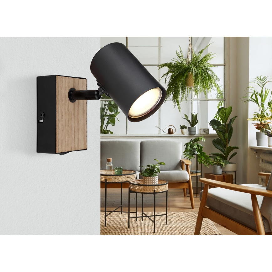 Globo - Faretto da parete 1xGU10/25W/230V nero/marrone