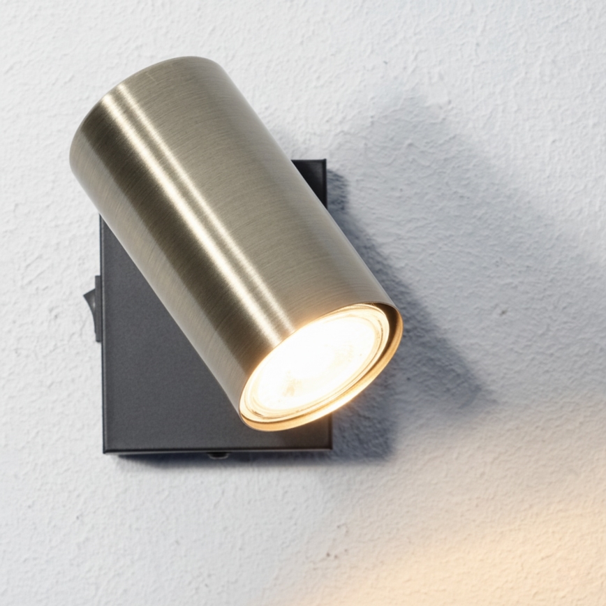 Globo - Faretto da parete 1xGU10/25W/230V nero/ottone